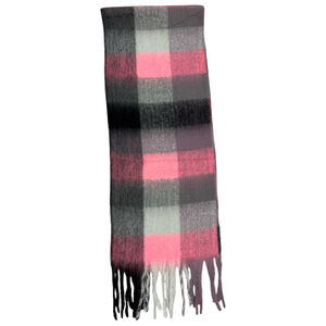 Écharpe douce et colorée à franges avec motif quadrillé - 12 pièces