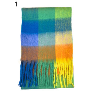 Écharpe douce et colorée à franges avec motif quadrillé - 12 pièces