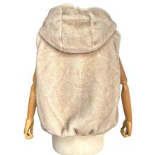 Gilet à capuche en fausse fourrure doux et sans manches avec fermeture zip à taille élastique