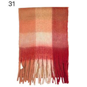 Écharpe douce et colorée à franges avec motif quadrillé - 12 pièces