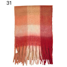 Écharpe douce et colorée à franges avec motif quadrillé - 12 pièces