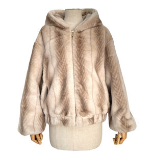 Veste à capuche en fausse fourrure douce au toucher imprimée façon vison