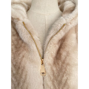 Veste à capuche en fausse fourrure douce au toucher imprimée façon vison