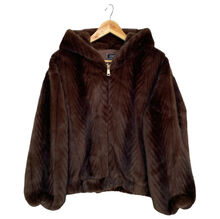 Veste à capuche en fausse fourrure douce au toucher imprimée façon vison