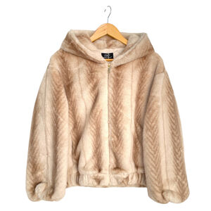 Veste à capuche en fausse fourrure douce au toucher imprimée façon vison