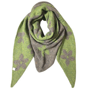 Écharpe triangle en maille douce double face à motif floral bicolore - 3 pièces