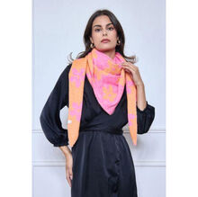 Écharpe triangle en maille douce double face à motif floral bicolore - 3 pièces