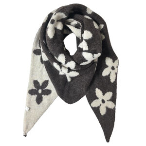 Écharpe triangle en maille douce double face à motif floral bicolore - 3 pièces