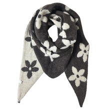 Écharpe triangle en maille douce double face à motif floral bicolore - 3 pièces