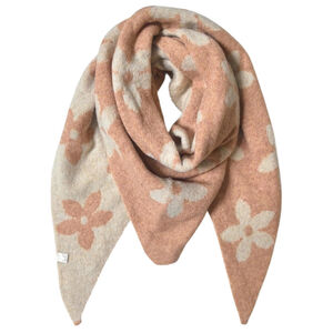 Écharpe triangle en maille douce double face à motif floral bicolore - 3 pièces