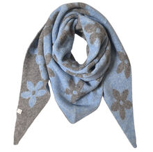 Écharpe triangle en maille douce double face à motif floral bicolore - 12 pièces