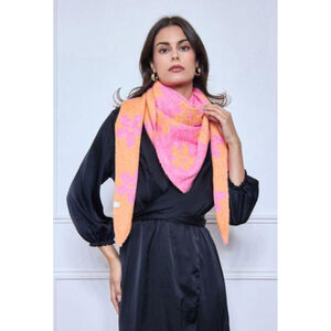 Écharpe triangle en maille douce double face à motif floral bicolore - 12 pièces