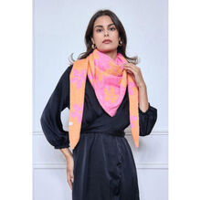 Écharpe triangle en maille douce double face à motif floral bicolore - 12 pièces