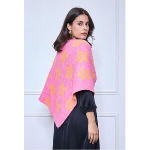 Écharpe triangle en maille douce double face à motif floral bicolore - 12 pièces