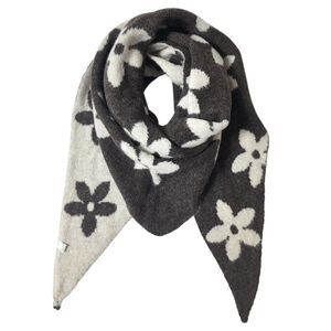 Écharpe triangle en maille douce double face à motif floral bicolore - 12 pièces