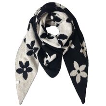 Écharpe triangle en maille douce double face à motif floral bicolore - 12 pièces