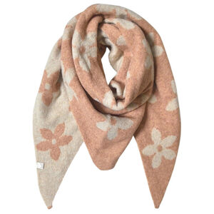 Écharpe triangle en maille douce double face à motif floral bicolore - 12 pièces