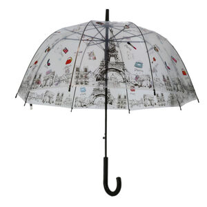Parapluie cloche transparent symboles iconiques de Paris