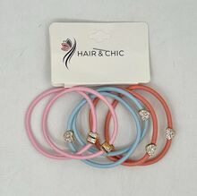 Carte de 6 pièces élastiques à cheveux fins charme décoratif pastel