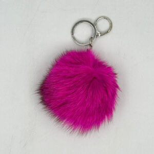 Porte-clés boule de pompon couleur uni