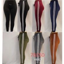 Pantalon jogging en velours à rayures pour grande taille