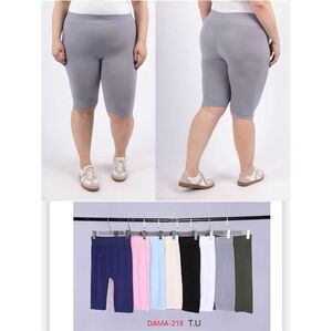 Short cycliste uni à ceinture élastiquée pour femme grande taille