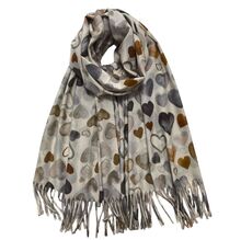 Écharpe d’hiver imprimée de jolis cœurs finie par des franges - 3 pièces