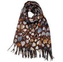 Écharpe d’hiver imprimée de jolis cœurs finie par des franges - 3 pièces