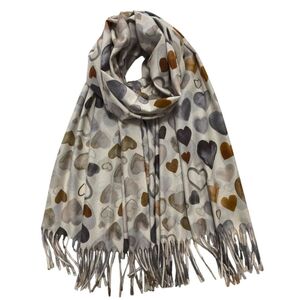 Écharpe d’hiver imprimée de jolis cœurs finie par des franges - 12 pièces