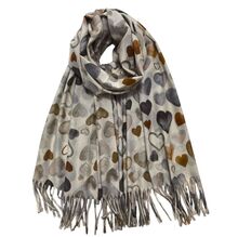 Écharpe d’hiver imprimée de jolis cœurs finie par des franges - 12 pièces