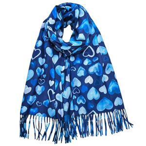 Écharpe d’hiver imprimée de jolis cœurs finie par des franges - 12 pièces