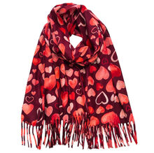 Écharpe d’hiver imprimée de jolis cœurs finie par des franges - 12 pièces