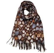 Écharpe d’hiver imprimée de jolis cœurs finie par des franges - 12 pièces