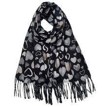 Écharpe d’hiver imprimée de jolis cœurs finie par des franges - 12 pièces