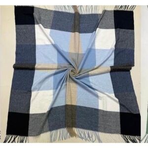 Grand foulard doux et chaud à motif de carreaux rehaussé de franges - 3 pièces