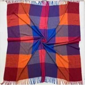 Grand foulard doux et chaud à motif de carreaux rehaussé de franges - 3 pièces