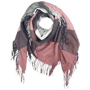 Grand foulard doux et chaud à motif de carreaux rehaussé de franges - 3 pièces