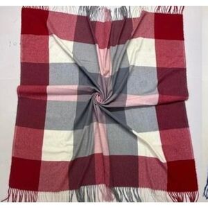 Grand foulard doux et chaud à motif de carreaux rehaussé de franges - 12 pièces