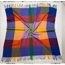 Grand foulard doux et chaud à motif de carreaux rehaussé de franges - 12 pièces