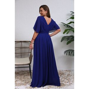 Robe maxi grande taille décolleté croisé et manches fluides avec fente raffinée