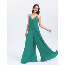 Combi-pantalon à décolleté en V avec fines bretelles détail central drapé