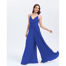 Combi-pantalon à décolleté en V avec fines bretelles détail central drapé