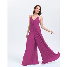 Combi-pantalon à décolleté en V avec fines bretelles détail central drapé