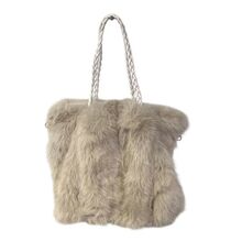 Sac fourre-tout plissé en fausse fourrure luxueuse à anses tressées