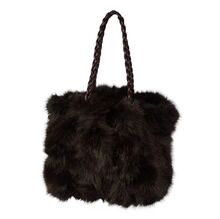 Sac fourre-tout plissé en fausse fourrure luxueuse à anses tressées