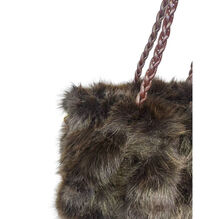 Sac fourre-tout plissé en fausse fourrure luxueuse à anses tressées