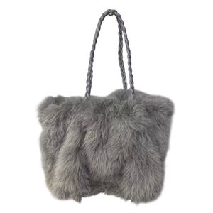 Sac fourre-tout plissé en fausse fourrure luxueuse à anses tressées