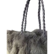 Sac fourre-tout plissé en fausse fourrure luxueuse à anses tressées