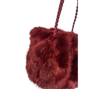Sac fourre-tout plissé en fausse fourrure luxueuse à anses tressées