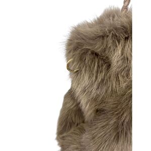 Sac fourre-tout plissé en fausse fourrure luxueuse à anses tressées